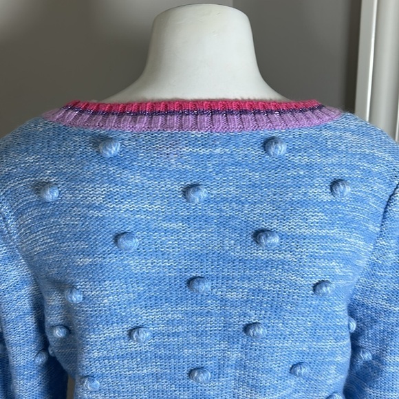 Lilly Pulitzer Verna Sweater Pom Pom Blue Pink Womens Crewneck Sz M - Picture 7 of 14